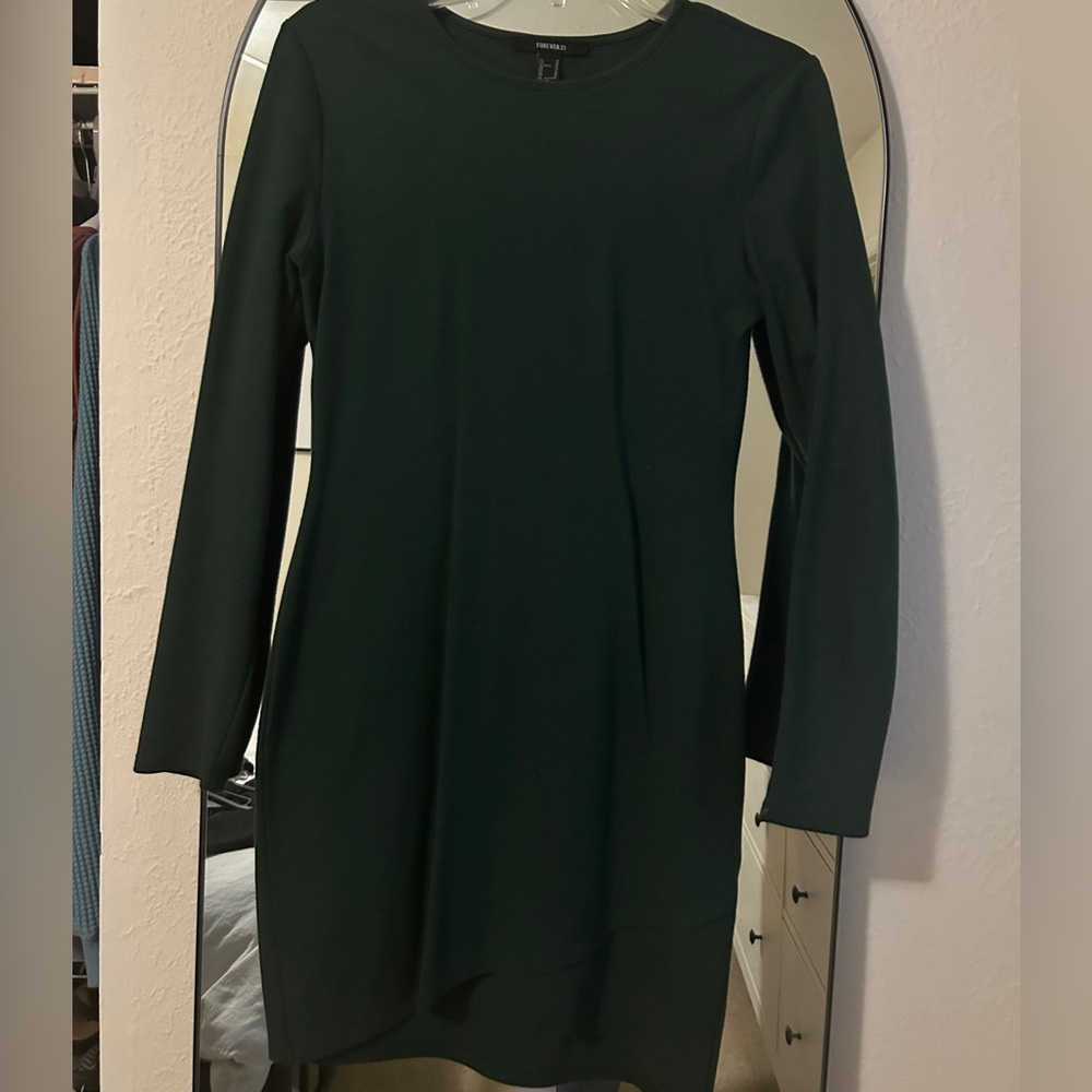 Dark green long sleeve bodycon dress